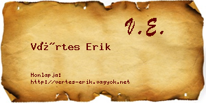 Vértes Erik névjegykártya